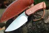 MA6691 Survival Rechte mes 7CR13MOV SATIN DRAP PUNT MES VOLLEDIGE TANS ROSWOOD HANDGANG VASTE BLADE MESSEN MET LEDERE SHORD