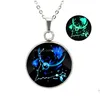 Pendant Necklaces Glow In The Dark 12 Zodiac Sign For Women Men Stainless Steel Horoscope Glass Cabochons Chains Fashion Luminous Dr Dhx08