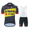 Set di maglie da ciclismo 2023 JUMBO VISMA Set Abbigliamento professionale da uomo Camicie da bici da strada Tuta Pantaloncini con bretelle da bicicletta MTB Wear Maillot Culotte 230704