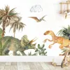 Pots dessin animé Triceratops dinosaure parc aquarelle autocollant mural pour chambre d'enfants décoration de chambre de garçon salle de jeux pour enfants décor à la maison