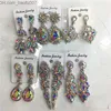 Charme gros bijoux 12 paires Style mixte AB boucles d'oreilles en cristal coloré pour les femmes de mariage mariée strass pendentif boucles d'oreilles de déclaration Z230706