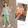 Clothing Sets 4-12y Girls Elegant Suit Summer Korean Fashion Casual Quality Sleeveless Plaid Top Cropped Trousers 2-piece For Kids Teens