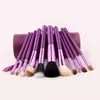 12pcs/lot Makeup Tools Brushes Fashional Cosmetic Brush set kits Tool 5 Colors Facial Make up brushes with Cup Holder Case ZA2032 Lqtwr