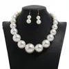 Collier boucles d'oreilles ensemble-vente grande perle courte mode Simple tout pull chaîne tour de cou femmes accessoires en gros