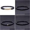 Beaded 6Mm Natural Black Lava Stone Bead Armband Diy Aromaterapi Eterisk Oil Diffuser För Kvinnor Drop Delivery Smycken Armband Dhedy