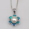 Necklace Earrings Set JL0002 Design Flower Jewelry For Women's Blue Fire Opal And Ring Earring