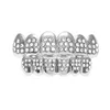 Grillz grille dentystyczne Hip Hop złoty Sier 8 diamentowe zęby Grillz zestaw Bling Iced Out fałszywe dla kobiet mężczyzn S Hiphop biżuteria do ciała Accessor Dhksf