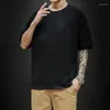 Garnitury męskie H188 Fashion Solid T Shirt Męskie ponadgabarytowe hip-hopowe koszulki z krótkim rękawem Casual Cotton Streetwear