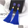 Dangle Lustre 9 Couleurs Boho Ethnique Gland Boucles D'oreilles Pour Les Femmes Géométrique Cristal Rose Fleur Signe Longue Soie À Franges Déclaration Oreille Dhiwq