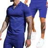 Survêtements pour hommes vente 2023 été gaufré col en v Polo à manches courtes ensemble de shorts pour les sports loisirs mode Cool et confortable