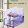 Caixa de sapato transparente flip espessa respirável dobrável caixa de armazenamento de sapato de plástico doméstico à prova de poeira e umidade órgão de armazenamento L230705