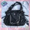 Evening Bags Harajuku Y2K Style Shoulder For Women Japanese Gothic Tote Bag Big Punk Handbags 2023 Leather Shopper With Zipper