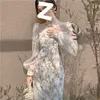 Ethnic Clothing Cheongsam Qipao Chinese Traditional Dress Flower Chiffon Improved Cheongsams Oriental Party Summer Floral Dresses For Women
