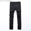 Jeans pour hommes Jeans noirs pour hommes Skinny Ripped Destroyed Stretch Slim Fit Hop Pantalon avec trous pour hommes 27-38 Z230707