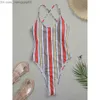 Roupa de banho feminina maiô de uma peça roupa de banho feminina sexy listrada maiô feminino biquíni natação para uso na praia Monokini maiôs femininos Z230705