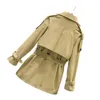 Nowa moda Kobiety Krótki trencz jesień zimowy pasek Vintage podwójnie piersi Khaki Windbreaker Mariewnia Slim Ice Coat Y53811372976