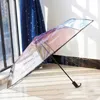 Parasole przezroczysty wiatroodporny parasol kolor tęczy podróże kobiety składane jasne automatyczne parasole przeciwdeszczowe dziewczyna prezenty Parasol R230705