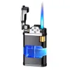 Jet Flame Lighter Blue Fire Butane Torch Turbo Sem Gás Charuto Rebolo Isqueiro Recarregável Transparente Luminoso Tanque Presente GLNC ARHA