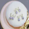 Orecchini a bottone Trendy Cute 7-8mm Akoya Silver Blue Pearls Fine Round Pearl 925 Sterling per gioielli da donna