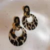 Vintage leopar baskı geometrik daire küpeler kadınlar için yeni mizaç mizaç üst düzey atmosferik küpeler mücevher GC2204
