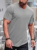 T-shirt da uomo T-shirt tinta unita con scollo a V Manica corta Abbigliamento Abbigliamento Muscle Slim Fit Comfort Grande e alto