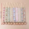 Baby Cotton Embroidery Pacifier Clip Chain Beech Wood Infant Dummy Holder Teething Toys Nipple Holder for Baby Feeding