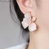 Charm fxlry Новый дизайн Fashion Gold Cubic Циркония Большой цветочный стад, свадебные свадебные украшения, Z230706