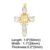 Wisiorek naszyjniki OCESRIO modny duży kryształowy krzyż na naszyjnik miedź pozłacana CZ krucyfiks DIY materiały do wyrobu biżuterii Pdtb198