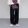 Męskie dżinsy vintage dżinsy męskie odzież gwiazda haft haft harajuku luźne proste swobodne spodnie z szerokokątną nogą mody streetwear ropa hombre 230705