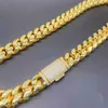 Designer Jewelry Custom Moissanite Diamond Clasp Miami Cuban Link Chain 14K Gold Plated Stainless Steel Fashion Mens Necklaces