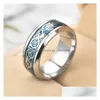 Band Rings Gold Sier Carved Dragon Piece Couple Ring For Women Men Stainless Steel Totem Finger Fashion Never Fade Jewelry In Drop De Dhvnc