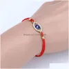 Charm bransoletki turecki niebieski Evil Eye Wrap dla kobiet kryształ Fatima Hamsa ręcznie krzyż czerwony sznurek lina bransoletka biżuteria Drop Deli Dhtvt