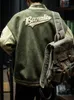 남성 재킷 스프링과 가을 레트로 그린 폭격기 재킷 mens 재킷 잘 생긴 ion 자수 트렌드 부부 야구 유니폼 남자 재킷 230705