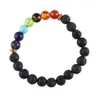 Bracelets porte-bonheur 1 pièces Style de mode 7 Chakra guérison Bracelet perlé pierre de lave naturelle diffuseur bijoux livraison directe Dhyxd