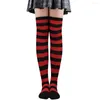 Women Socks Women's Thigh High Over The Knee For Girls Black White Striped Stockings Long Slouch Socken Kawaii Knit Soks