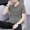 T-shirts pour hommes 2023 New Summer Korean Fashion Sports Chic Street Tees Hipster Neat Capable Y2k Tshirt Vneck Shortsleeve Solid Color Top Men J230705