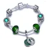 Bracelets porte-bonheur arrivée chanceux trèfle éblouissant pendentif Bracelet avec perle de coeur vert brillant pour les femmes souhaitent bijoux