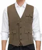 Men's Vests Brown Burgundy Green Blue Suit Vest For Men Wool Tweed Casual Waistcoat Formal Business Groomsmen Wedding 230705