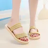 Tofflor två halmremmar Flip Flop strandrutschbanor utomhus halkfria sandaler Hamparep Espadrille Minimalistisk korsbandsskor 230704