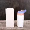12oz تسامي الفراغات Kids Kids Mugs Tumbler Baby Bottle Cups Cups White Water Bottle مع Straw و Lid 6 Color Lids New FY5286