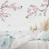 Rekken Roze Bloem Boomtak Vogel Muur Sticker Woonkamer Slaapkamer Home Decor Pvc Behang Meisjeskamer Kinderdagverblijf Decor Art Decal Muurschildering