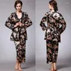 Women's Sleepwear Women 3 Pieces And Men Robe Satin Silk Couple Pajamas Set