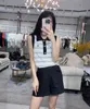 Kadın Tankları Camis Designer 23SS Kadın Giyim Tankı Top Kadın Yelek Çizgili Renk Eşleşen Yakel Polo Kolsuz Örme Giysileri EJG9