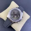 schoon op maat gemaakt herenhorloge SA4130 uurwerk 4130 Maaslandse diamant Vierkante boorrand AU750 Natuurlijke rubberen riem Saffierkristalglas Grijze magische wijzerplaat CF waterdicht