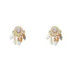 Boucles d'oreilles à tige 2 paires en argent sterling 925 broche cristal baroque perle personnalité tempérament bijoux féminins