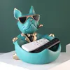 Rideaux Cool bouledogue français majordome avec bol de rangement pour clés, perles et bijoux, statue de chien, décoration d'intérieur, sculpture de chien, cadeau d'art en résine