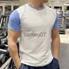 メンズ Tシャツメンズランニングスポーツ tシャツジムフィットネストレーニングスパンデックス夏ストレッチ Tシャツ男性クロスフィットボディービル Tシャツトップス服 J230705