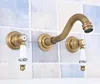 Rubinetti per lavabo da bagno Rubinetto per lavabo in ottone antico Rubinetto per miscelatore da cucina a parete con doppi manici Nsf530