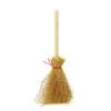 Miniature Artificial Mini Straw Brooms with Red Ropes Halloween Craft Decoration Witches Accessory XBJK2307