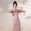 Ethnische Kleidung 20 Farben Cheongsam Qipao Chinesisches Kleid Modernes Rosa Verbesserter Retro-Abend High-End-elegante Blumenfrauen